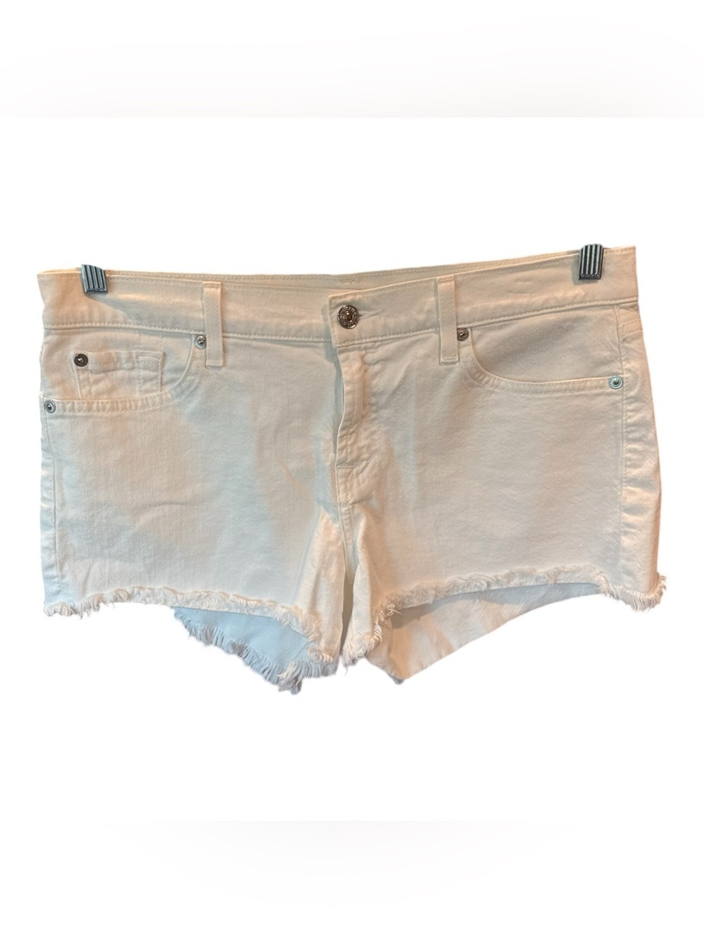 7 For All Mankind White Cutoff Denim Shorts Raw Hem Size 29